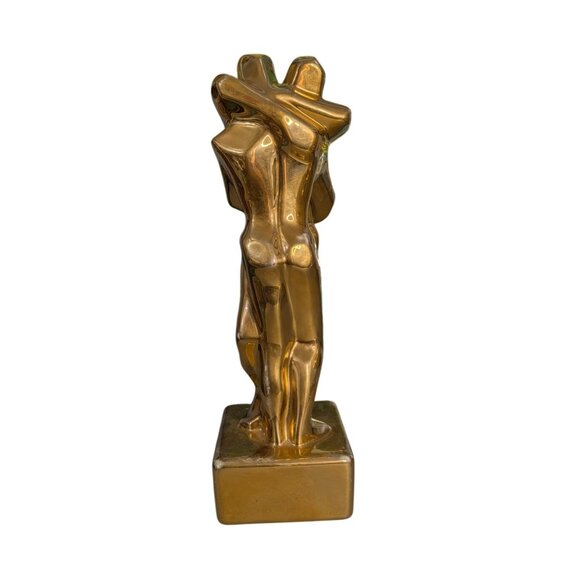 Jaru Lovers Embrace Sculpture MCM Cubist Gold plated - Picture 1 of 16